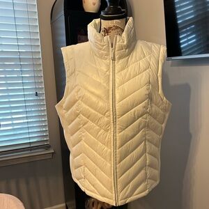 Calvin Klein Cream Quilted Puffer Vest with Zip